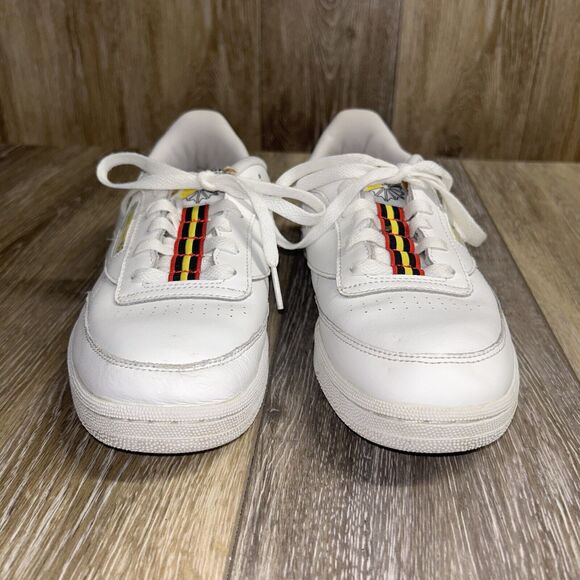 Reebok Classic Club C 85 Youth US Size 5.5 White Yellow Red Sneaker Shoes EG5284 - Picture 3 of 13